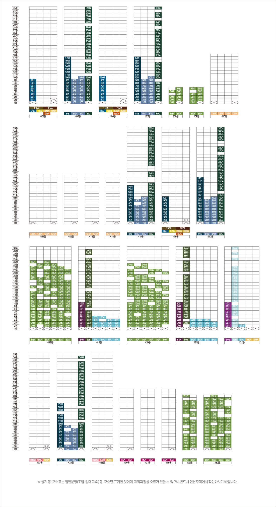 올림픽파크 포레온 동호수 배치도