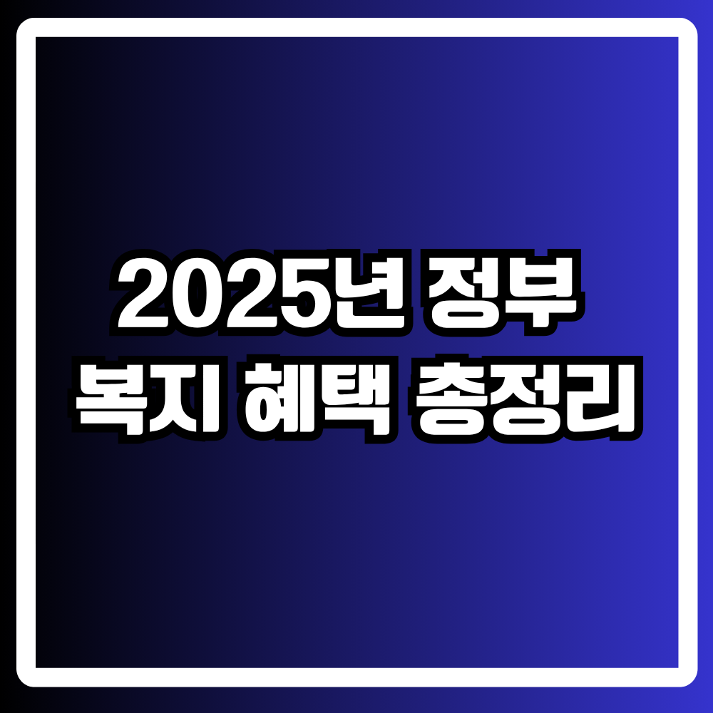2025년 정부 복지 혜택 총정리