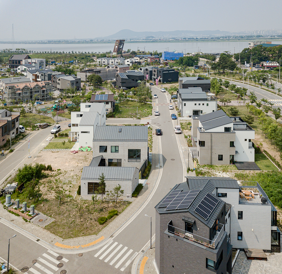 단독주택 단지 전경이 담긴 사진