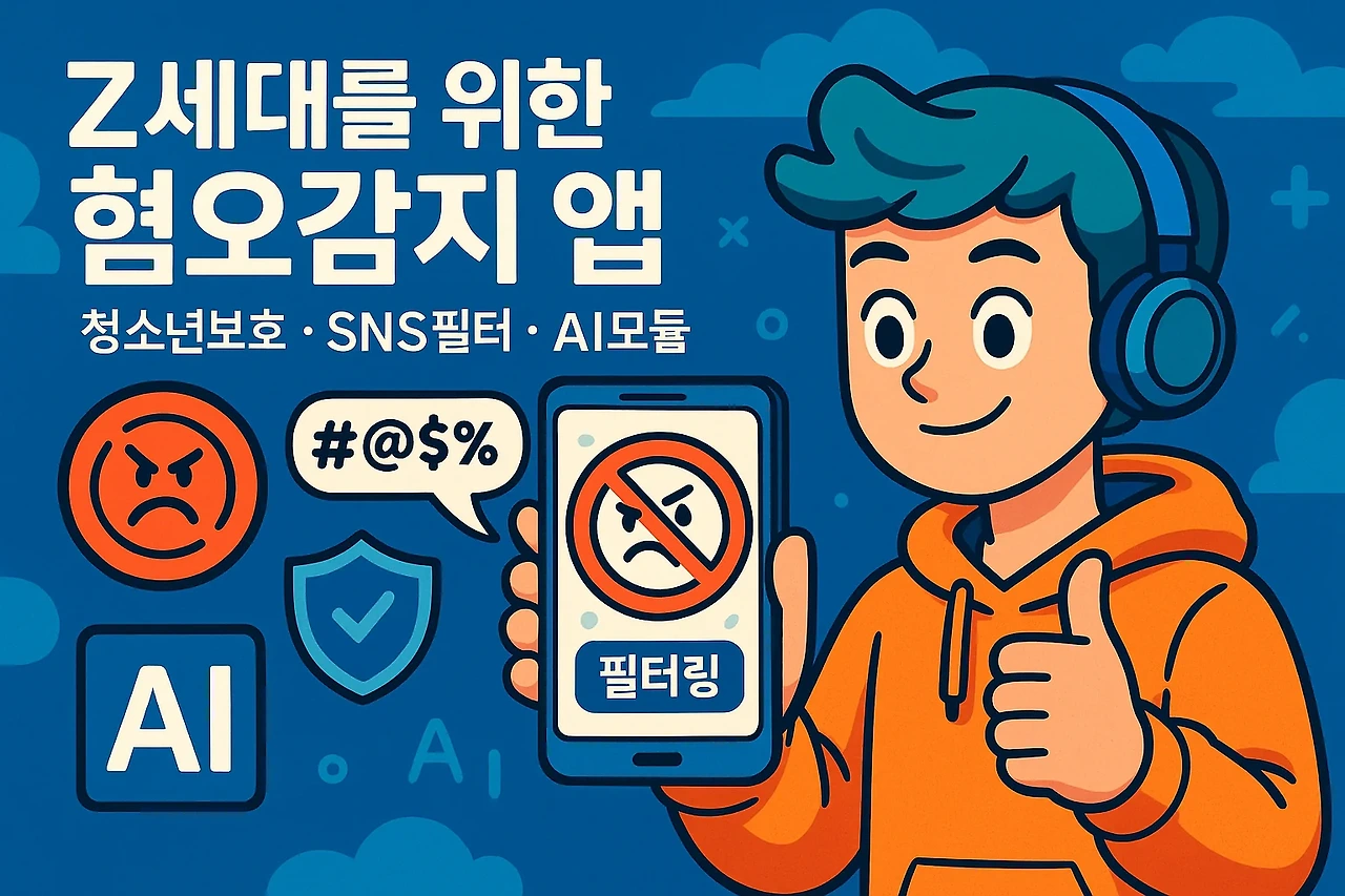 Z세대를 위한 혐오감지 앱 (청소년보호, SNS필터, AI모듈) 관련 이미지