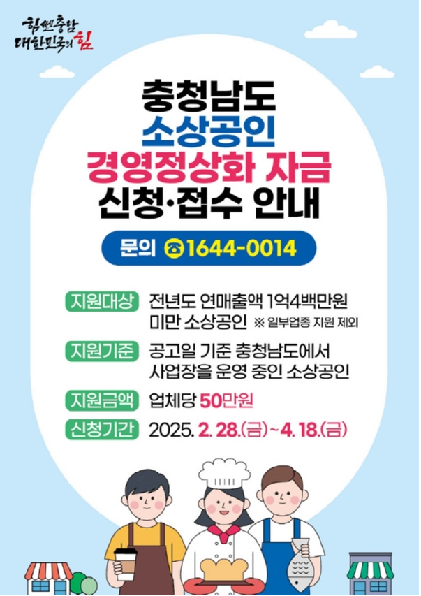 소상공인 경영정상화 자금 지원 홍보 포스터. 충남도 제공