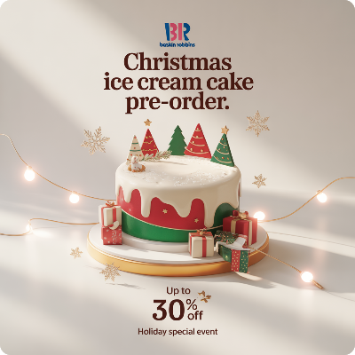 배스킨라빈스 크리스마스 아이스크림 케이크 사전예약 이미지