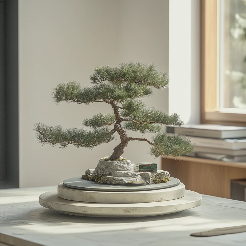 채권과 주식 ETF의 균형 잡힌 포트폴리오, 고요하고 조화로운 배열, 자연광이 감성을 더함, 고품질 디테일