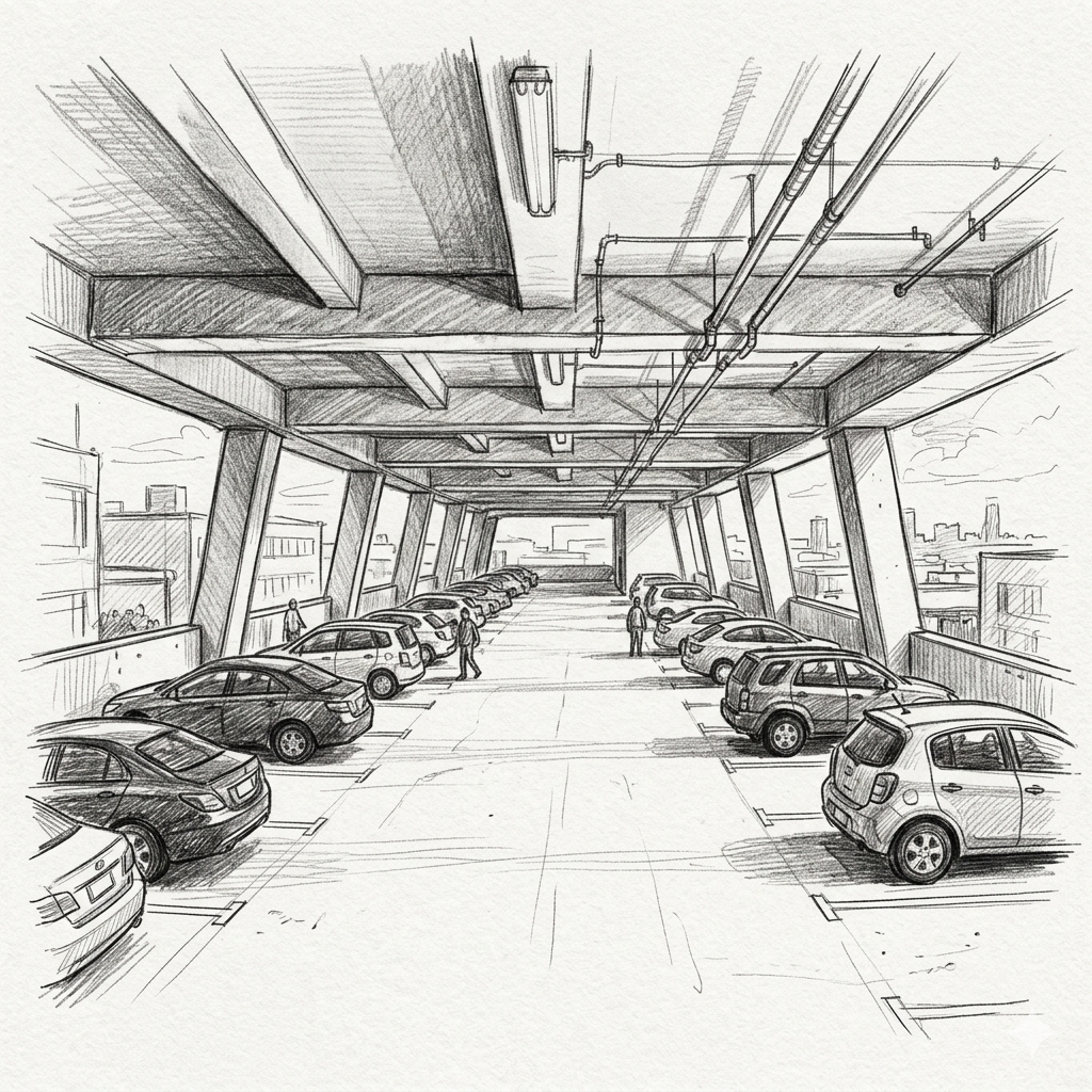 주차장 스케치 모습