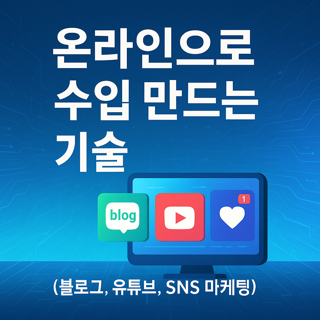 온라인 수입 만드는 기술들 (블로그, 유튜브, SNS마케팅) 연관 이미지