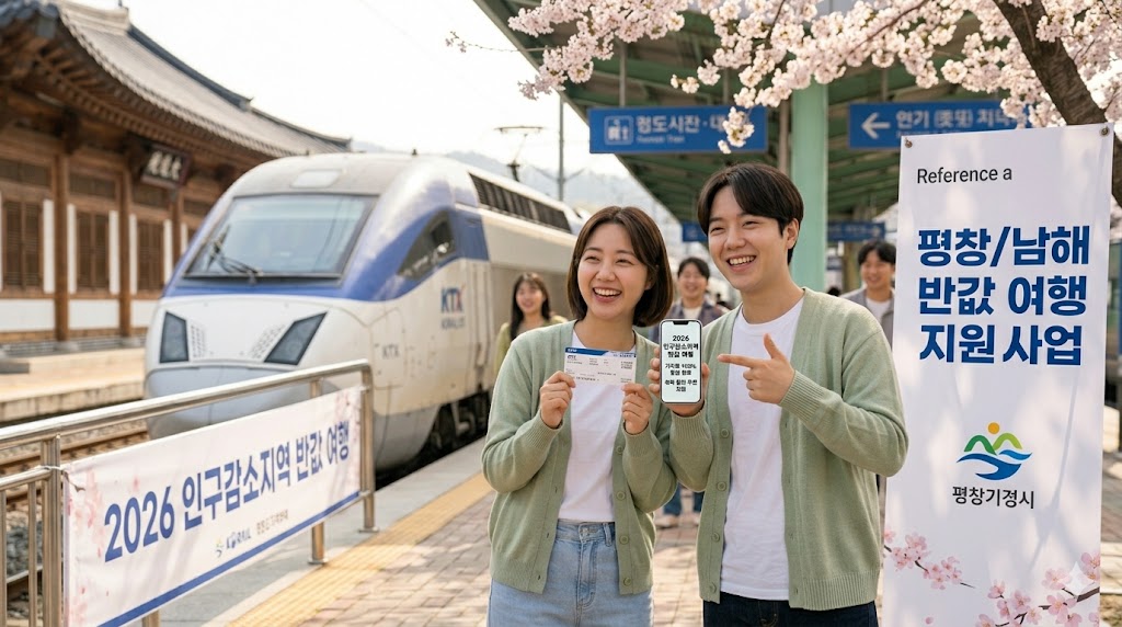 2026 인구감소지역 반값 여행 신청방법 기차표 100% 환급 숙박 할인 평창 남해 썸네일 이미지