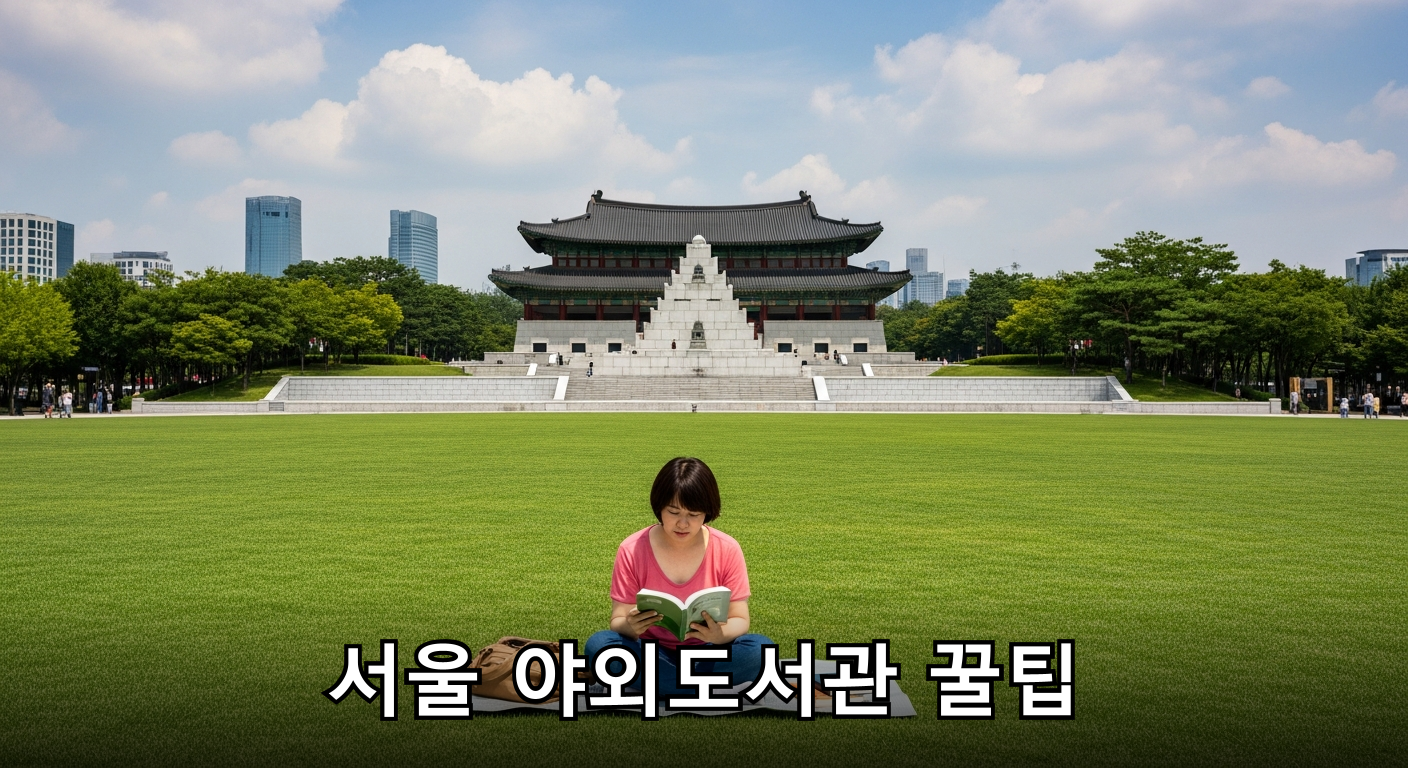 광화문광장 푸른 잔디 위 독서 풍경