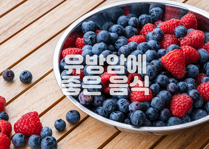 블루베리와 라스베리가 스테인레스 그릇에 담겨져 있는 이미지