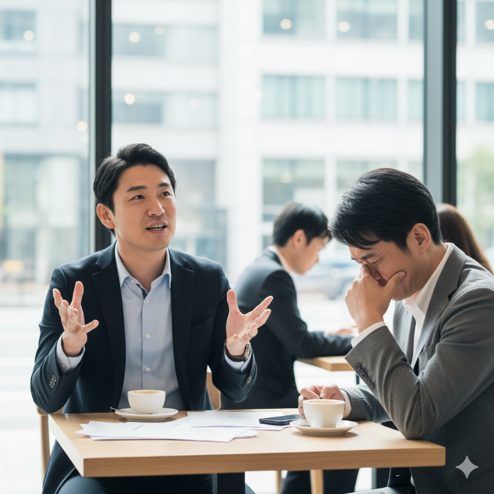 대화 중 눈을 맞추지 않고 자기 말만 하는 사람