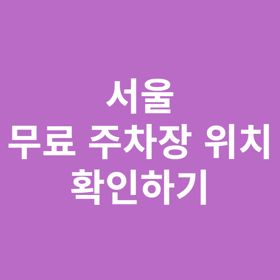 서울 무료 주차장 위치 확인하기