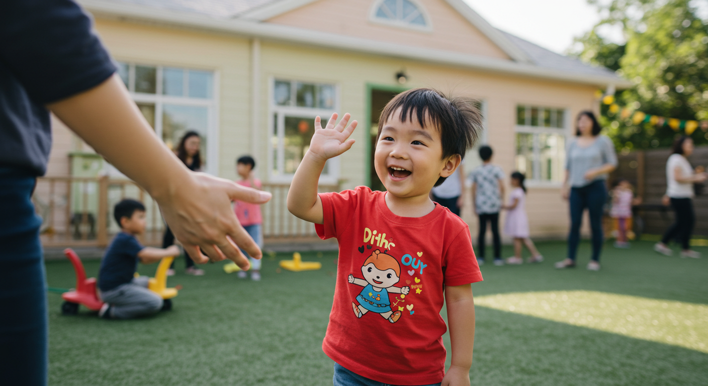 어린이집 하원시간. 아빠와 만난 아이