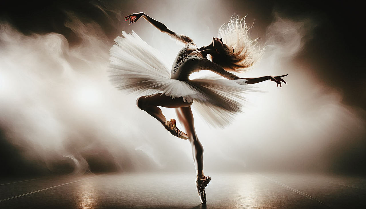 발레복을 입고 발레하고 있는 여자의 ai 이미지