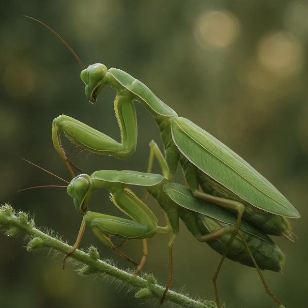 왕사마귀의 천적은 누구? 거미, 새와의 치열한 생존 싸움