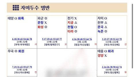 자미두수 무료 명반 프로그램 결혼운 부처궁 칠살 천기