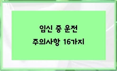 임신 중 운전 꼭 필요하다면 주의사항 16가지