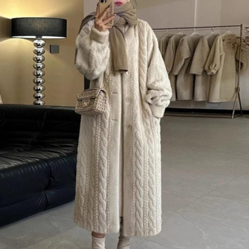 에코퍼코트 퍼코트 여성 겨울 롱 인조 모피