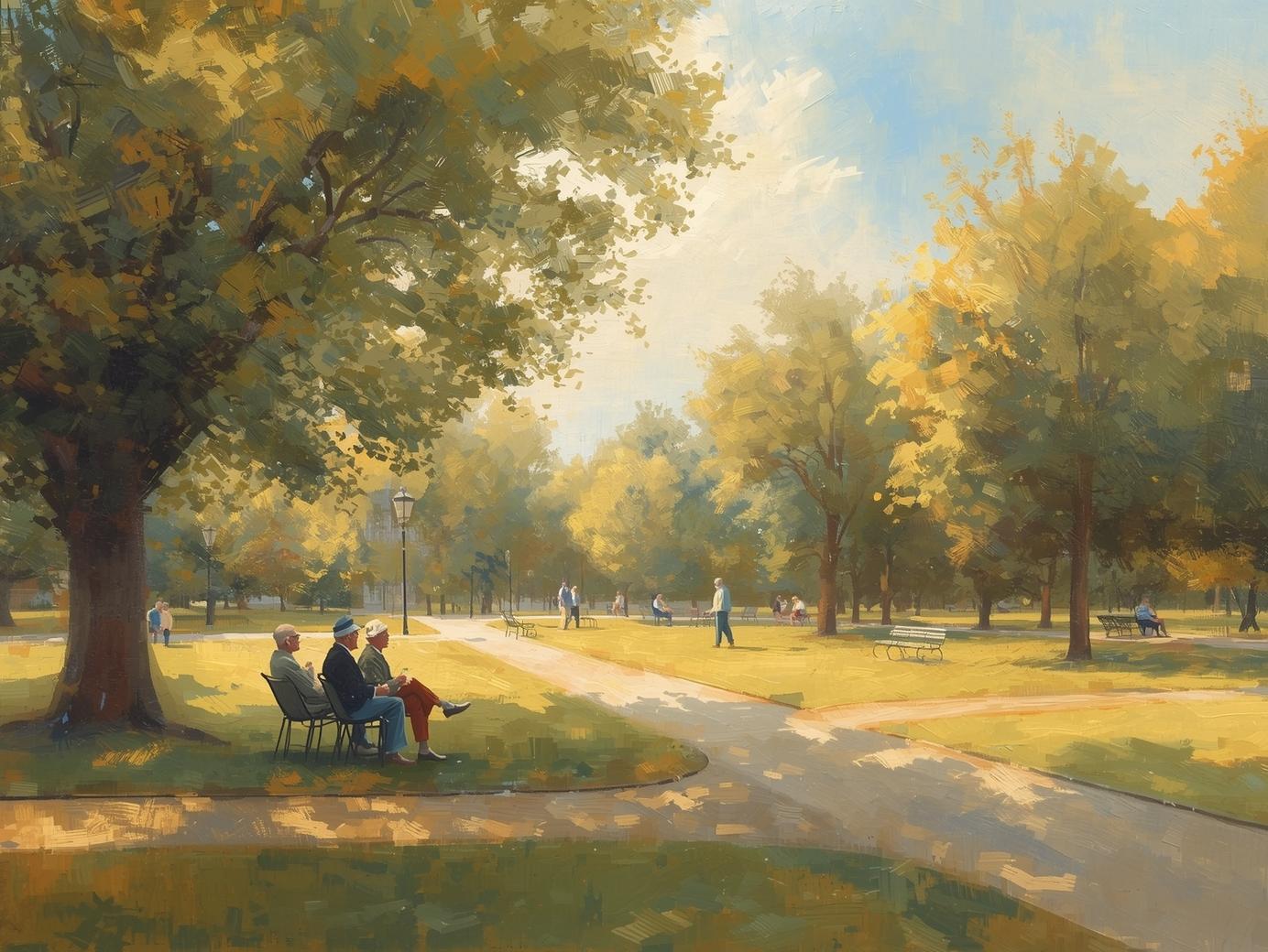 한적한 공원에서 여유를 즐기는 모습