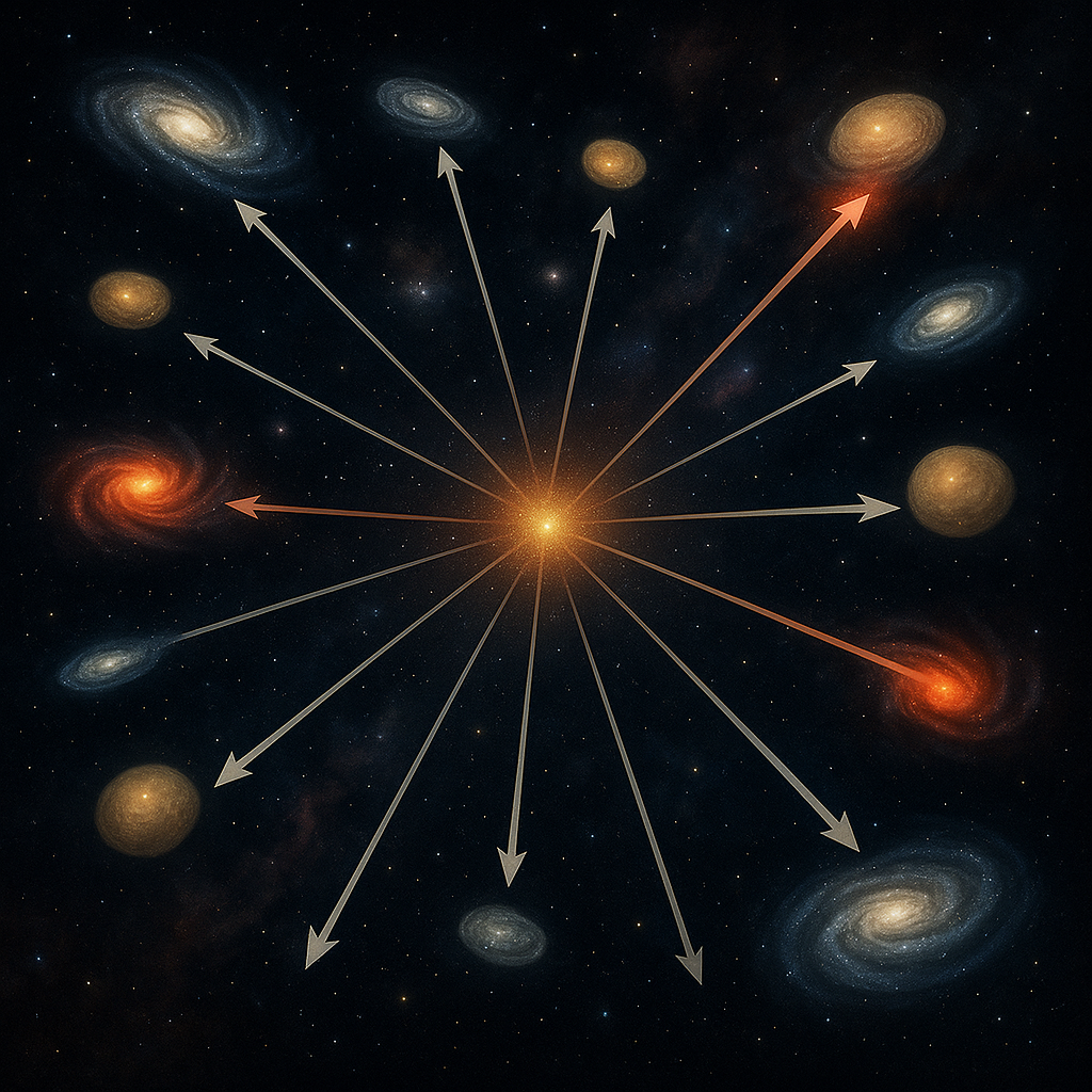 허블법칙을 통한 은하 거리 및 우주 팽창 분석