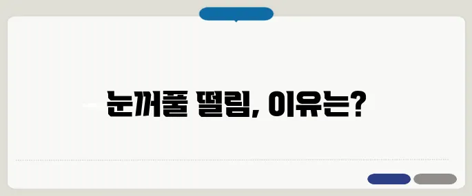 눈꺼풀 떨림현상 원인 피로와 마그네슘 부족일 수 있어요