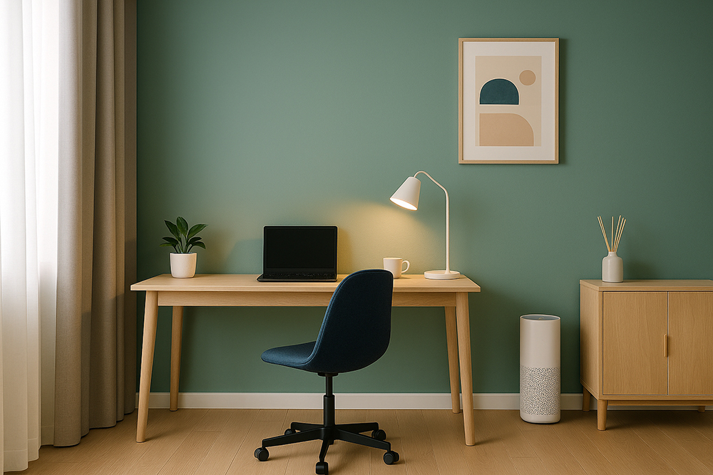 집중력 향상을 위한 홈오피스 인테리어 요소와 조명 배치 예시