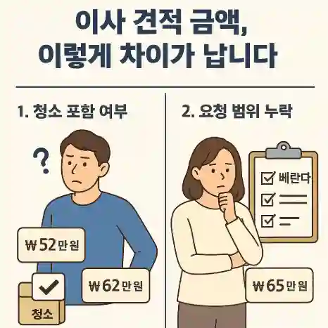 포장 이사, 같은 조건인데 왜 견적이 이렇게 다를까?