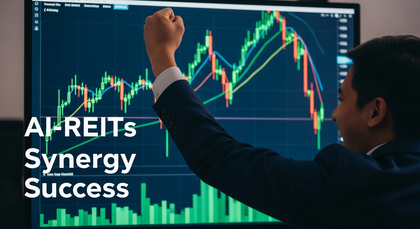 2026년 1분기 목표가 달성된 주식 차트 앞에서 투자자가 환호하는 모습