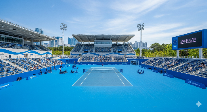 테니스 경기가 펼쳐질 경기장 전경