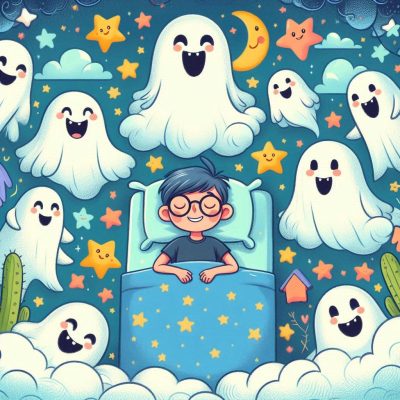 유령들과 함께 깊은 잠에 빠진 소년.