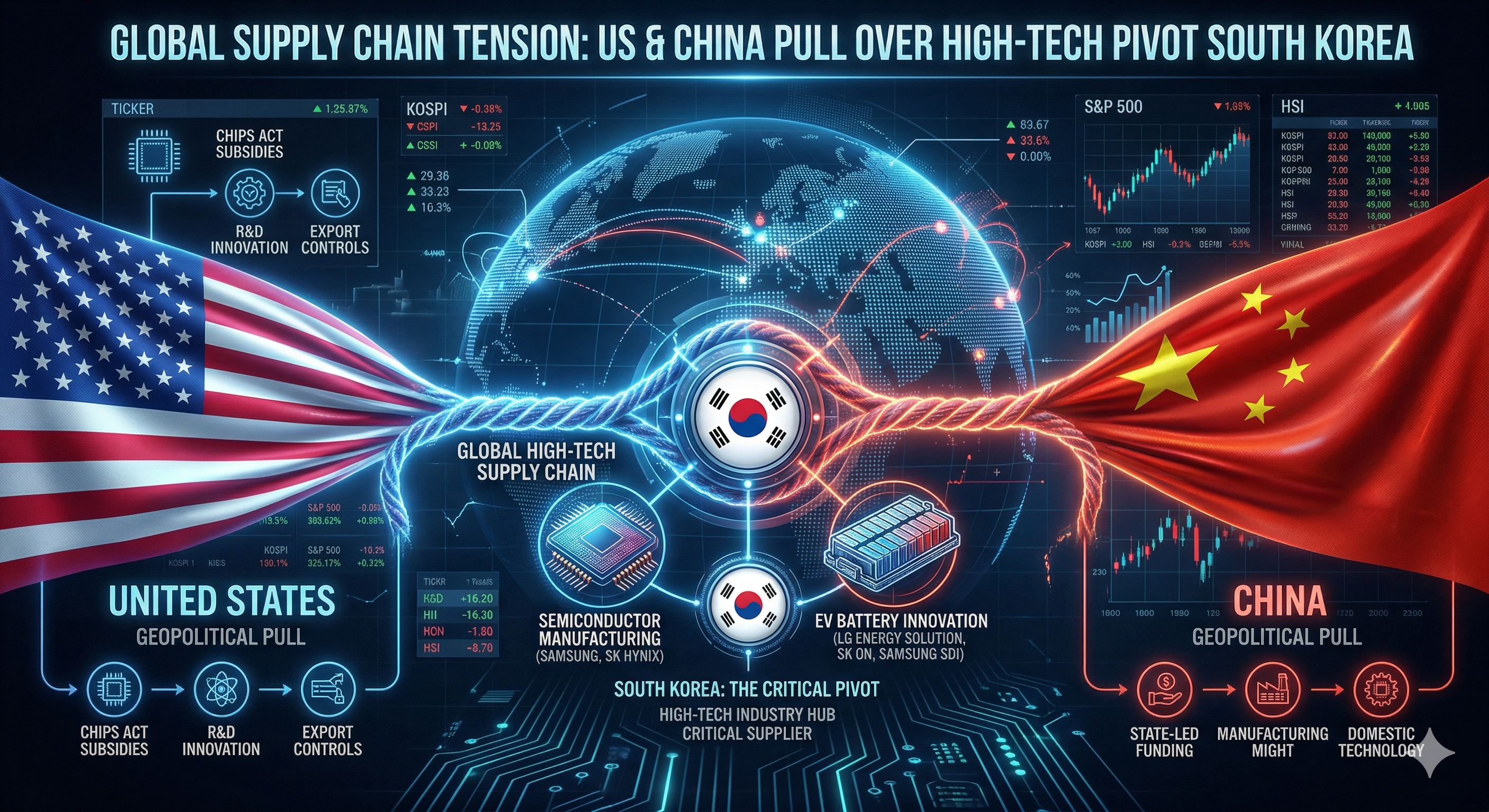 미중 패권 다툼 속에서 한국 핵심 산업이 마주한 위기와 기회 섹터 분석 인포그래픽