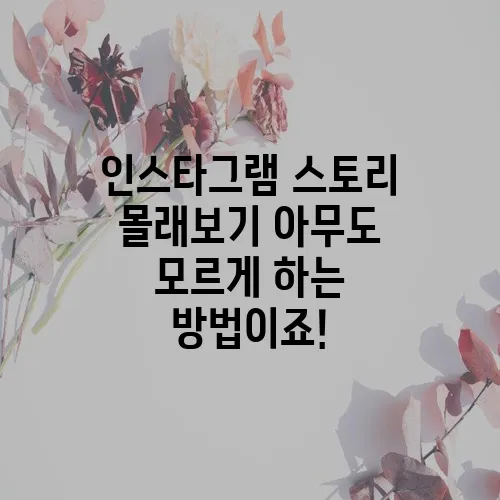 인스타그램 스토리 몰래보기 아무도 모르게 하는 방법이죠!