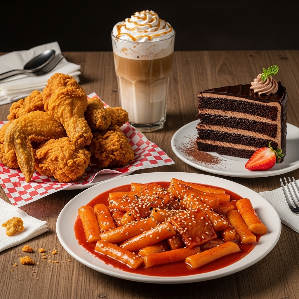 여드름과 노화를 유발하는 고당분 고지방 식품들