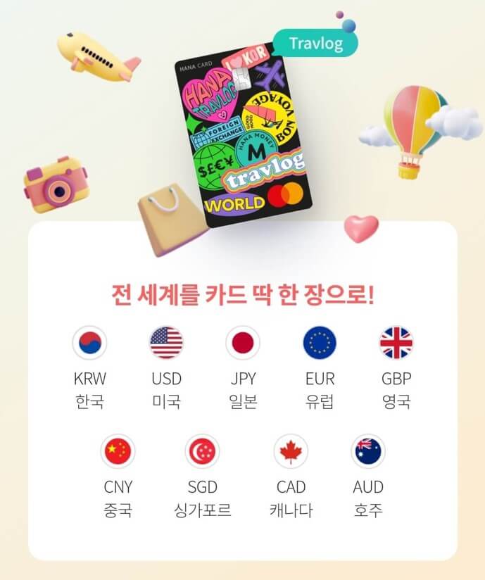 해외 무료 출금, 수수료 면제 카드 추천 – 하나 트래블로그 체크카드