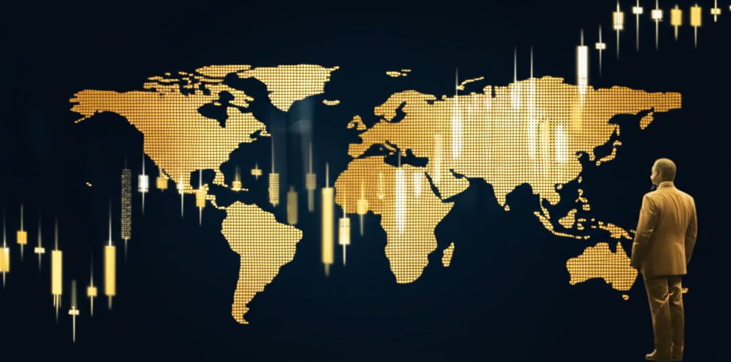 트럼프의 이란 정책이 글로벌 증시에 미치는 영향을 분석하는 전문적인 시네마틱 히어로 이미지