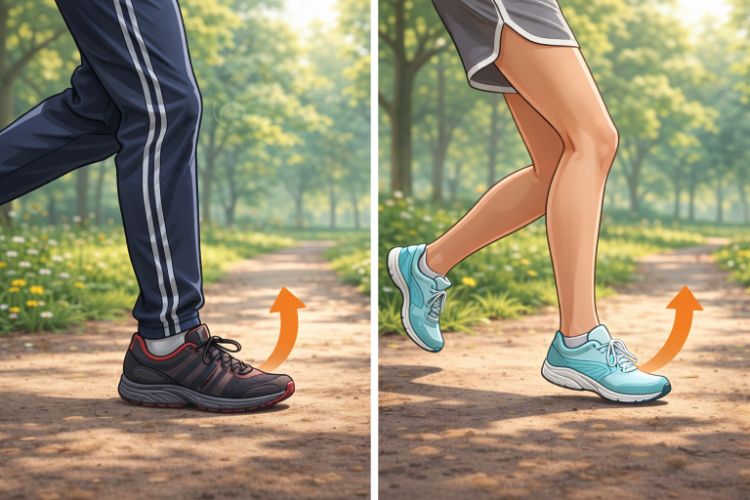 슬로우 조깅에서 앞발로 착지하는 포어풋 러닝 동작