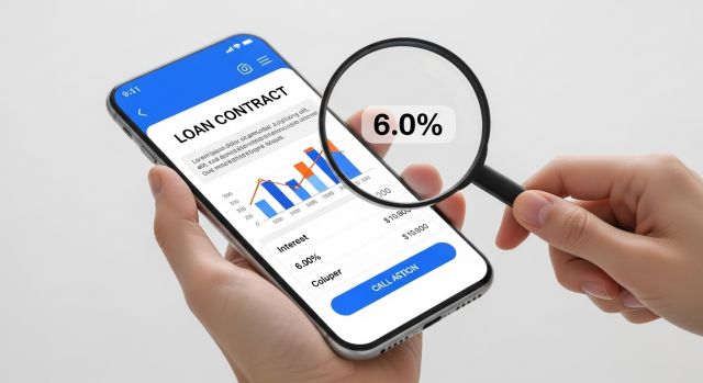 전세대출 6% 금리가 적힌 계약서를 꼼꼼히 검토하는 사용자