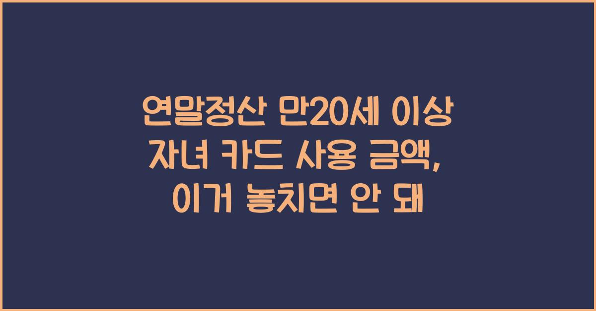 연말정산 만20세 이상 자녀 카드 사용 금액