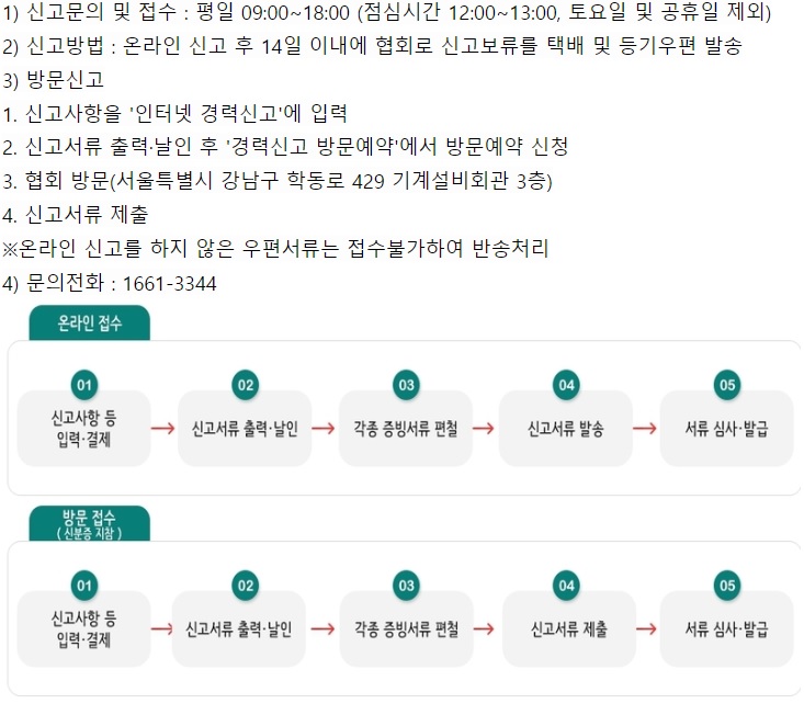 기계설비유지관리자 경력신고 및 접수절차