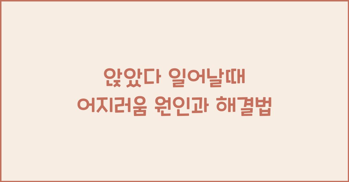 앉았다 일어날때 어지러움