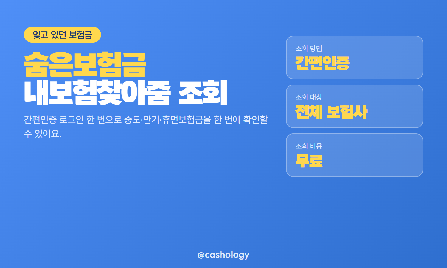 숨은보험금 내보험찾아줌 조회 신청 정리 카드