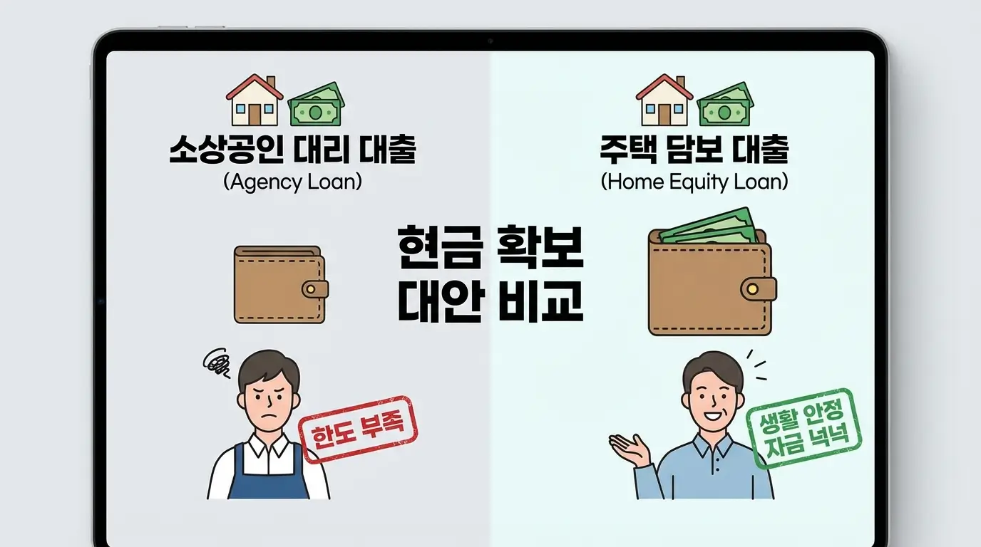 소상공인 대리 대출 한도 부족 시 주택 담보 대출 생활 안정 자금으로 넉넉한 현금을 확보하는 대안 비교
