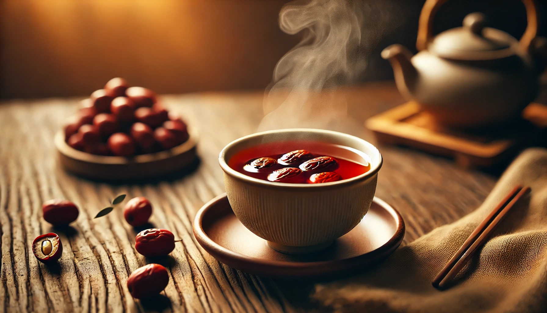 따뜻한 대추차가 담긴 컵