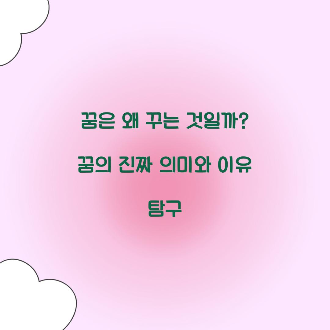 꿈은 왜 꾸는 것일까