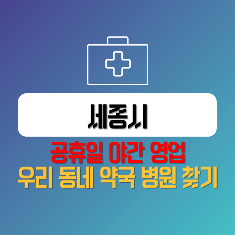 세종시 공휴일 야간 영업 우리 동네 약국 병원 찾기
