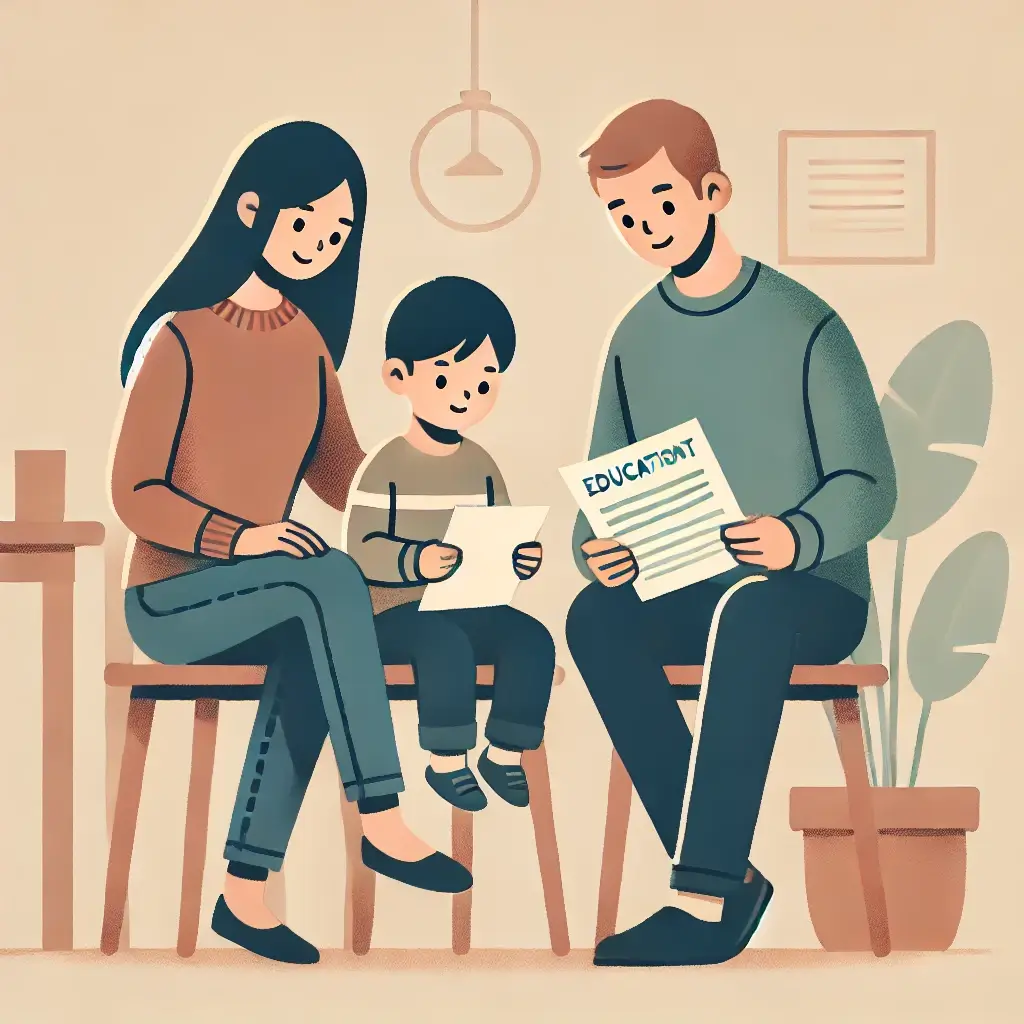 교육 지원 혜택을 논의하는 가족