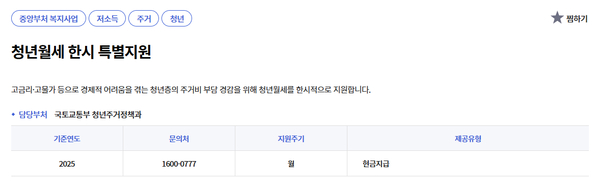 청년월세 한시 특별지원