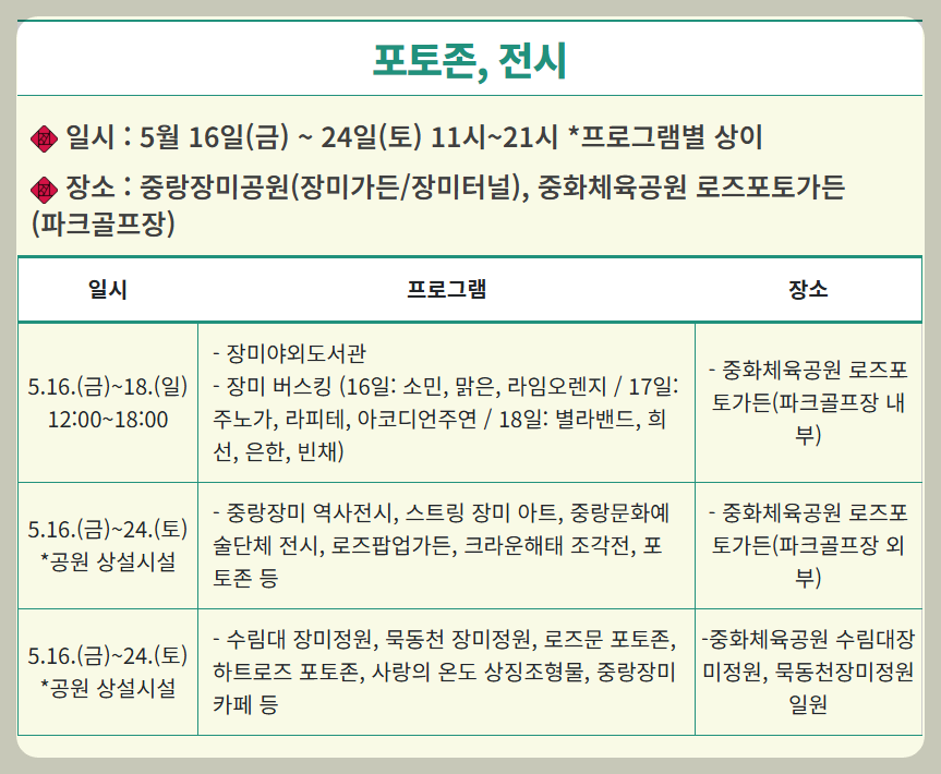 서울 장미축제 일정