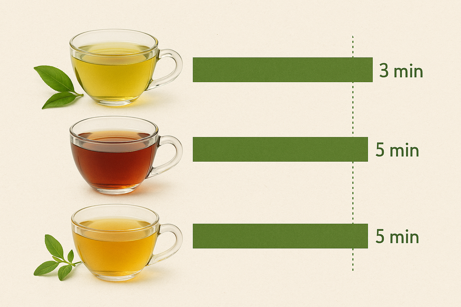 차 종류별 적정 우림 시간을 비교한 안내 표 이미지