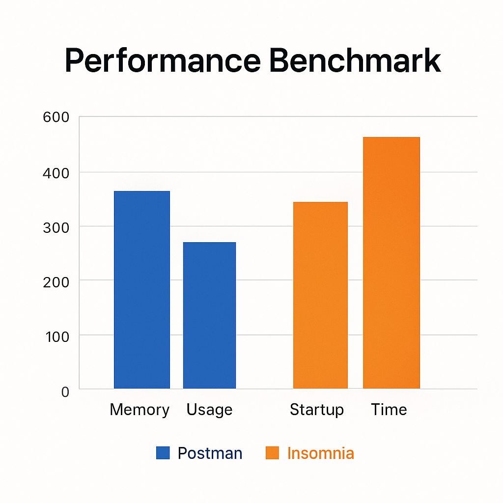Postman vs Insomnia 성능 벤치마크 테스트 결과 비교 차트