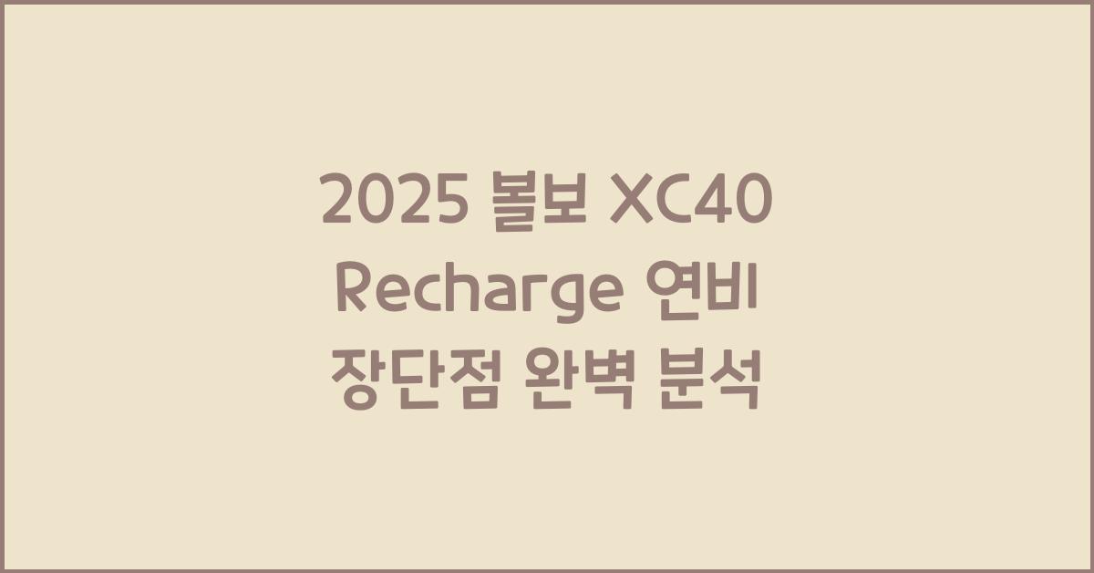 2025 볼보 XC40 Recharge 연비 장단점