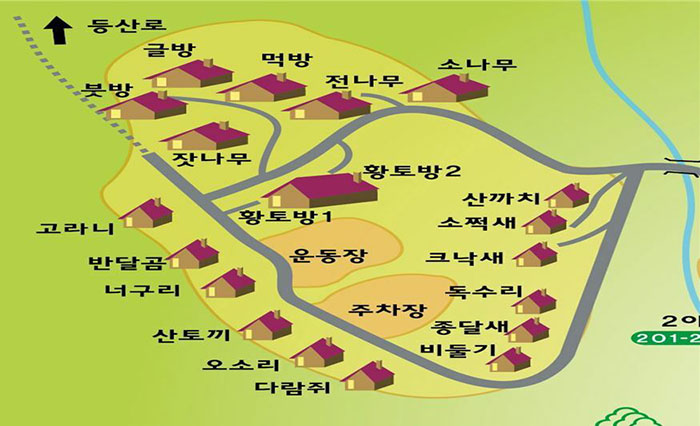 산음자연휴양림 야영장 배치도